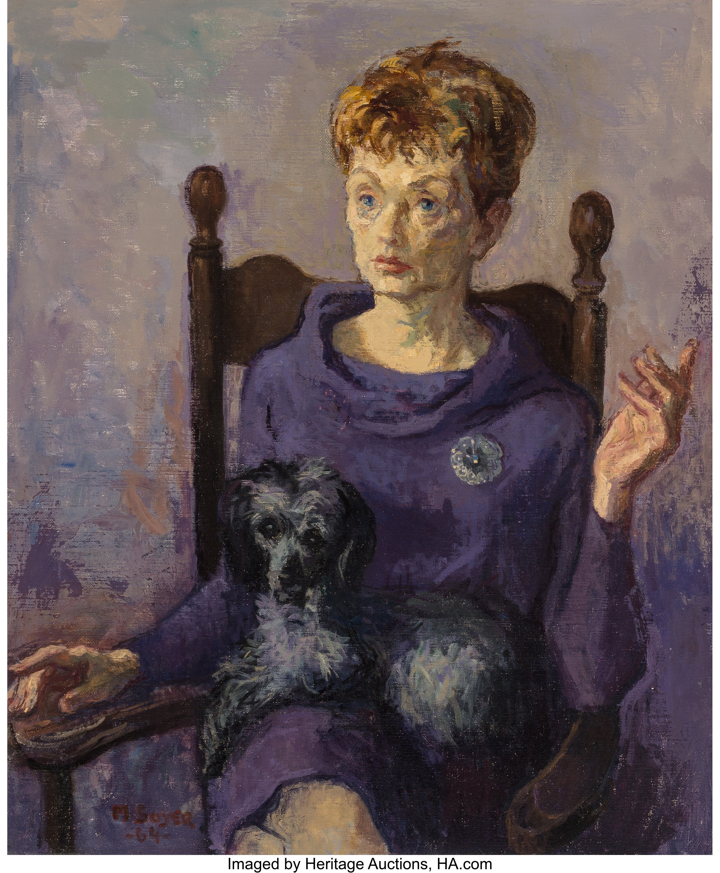 Moses Soyer (American, 1899-1974). Ida Soyer with Marthe, 1964. Oil | Lot #68109 | Heritage Auctions