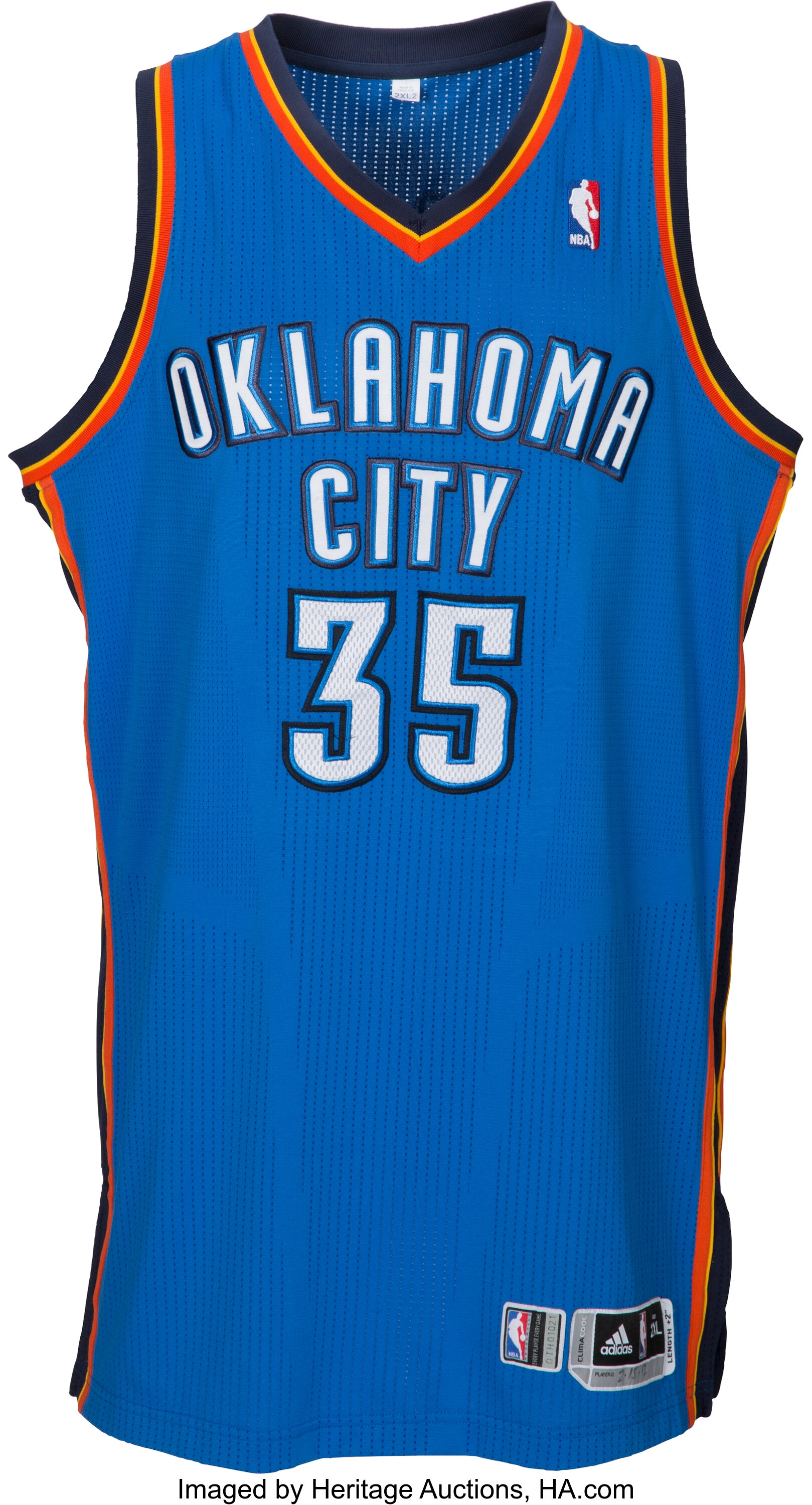 2011 12 Kevin Durant Game Worn Oklahoma City Thunder Jersey Photo Lot 50719 Heritage Auctions