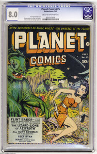 Planet Comics #25 (Fiction House, 1943) CGC VF 8.0 Cream to off-white pages. This was the last cover from Dan Zolnerowic...