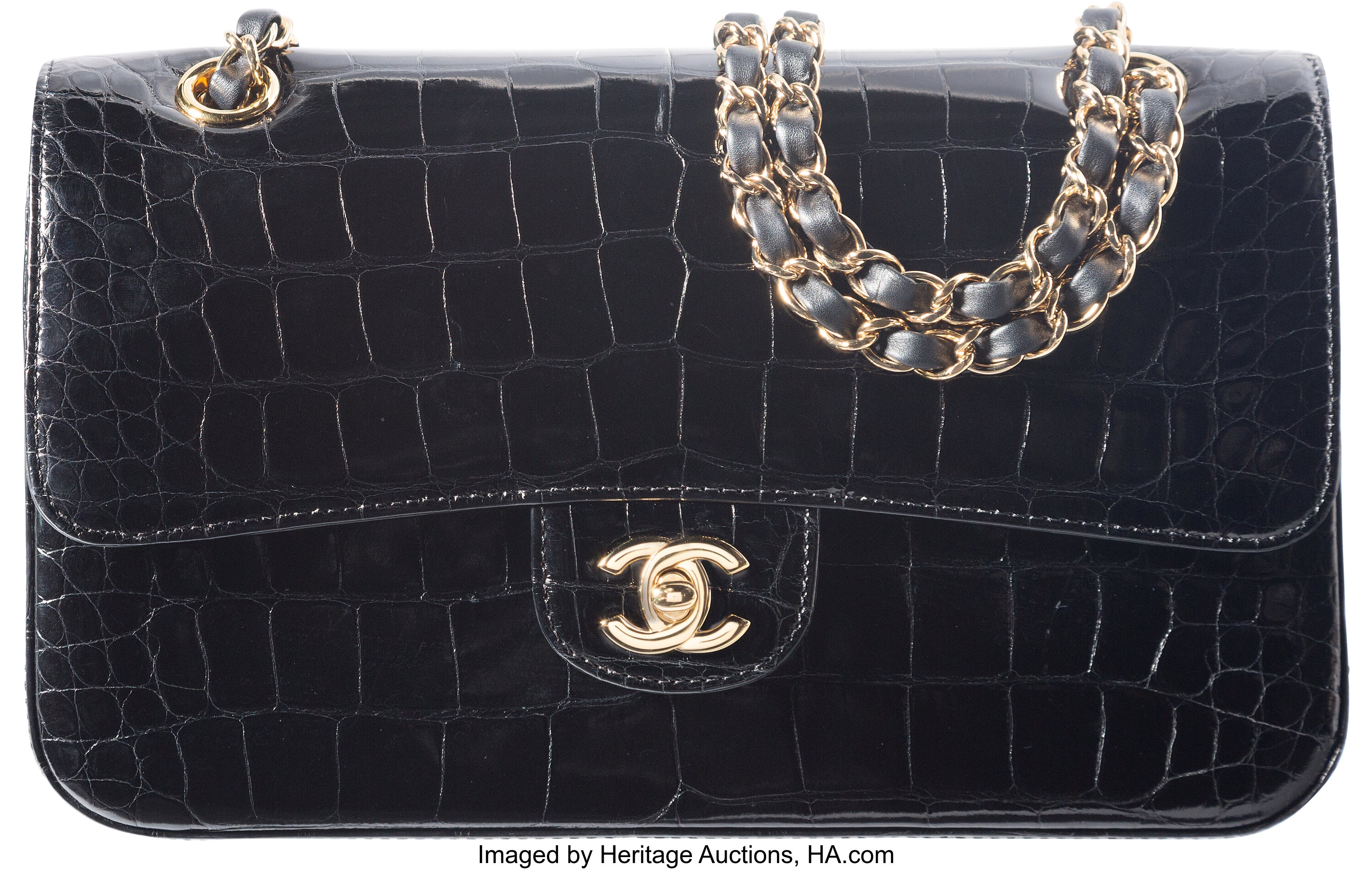 Chanel Shiny Black Crocodile Medium Classic Double Flap Bag with | Lot  #58063 | Heritage Auctions