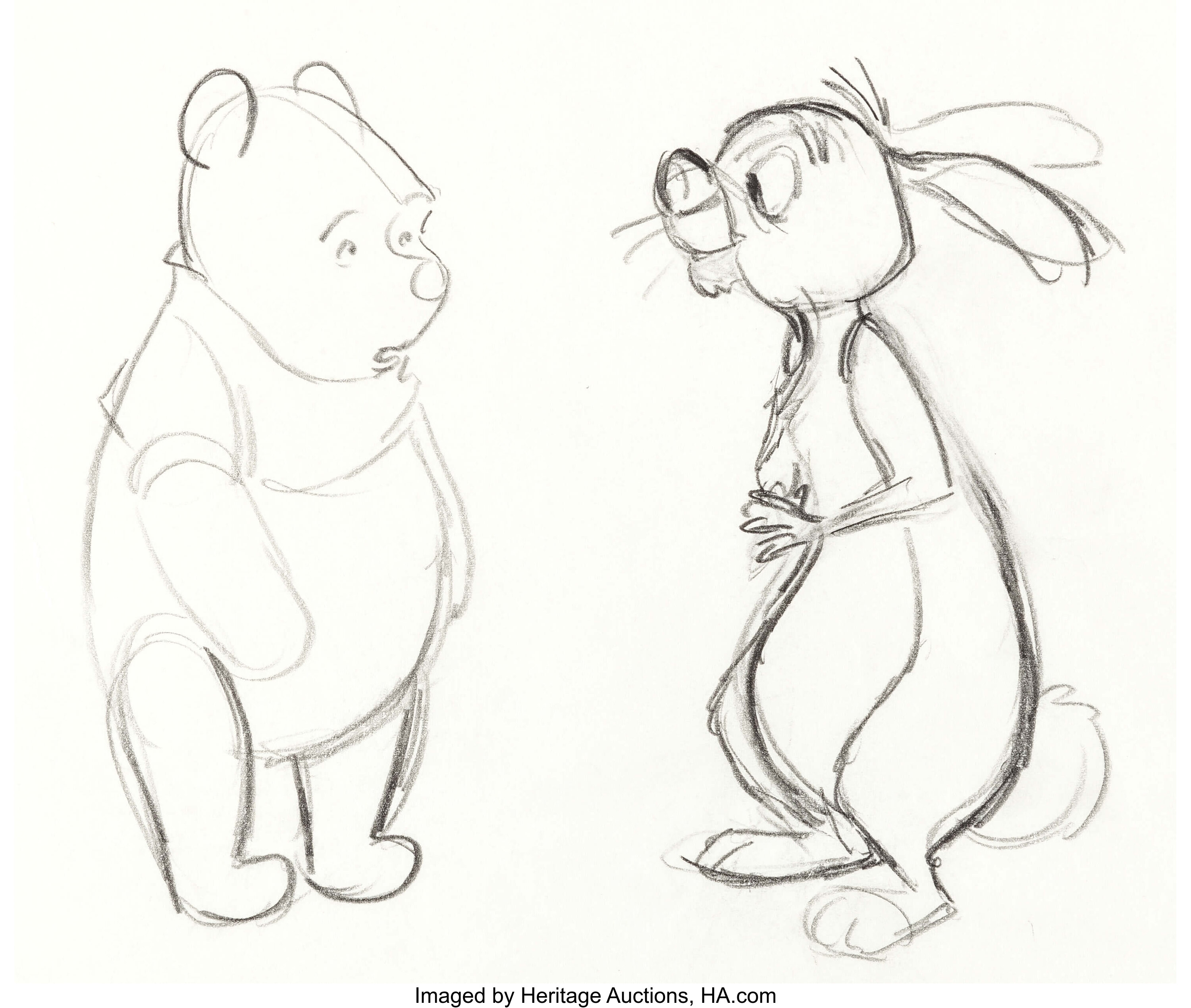 Winnie the Pooh and Rabbit Animation Drawings Original Art Group | Lot #13249 | Heritage Auctions