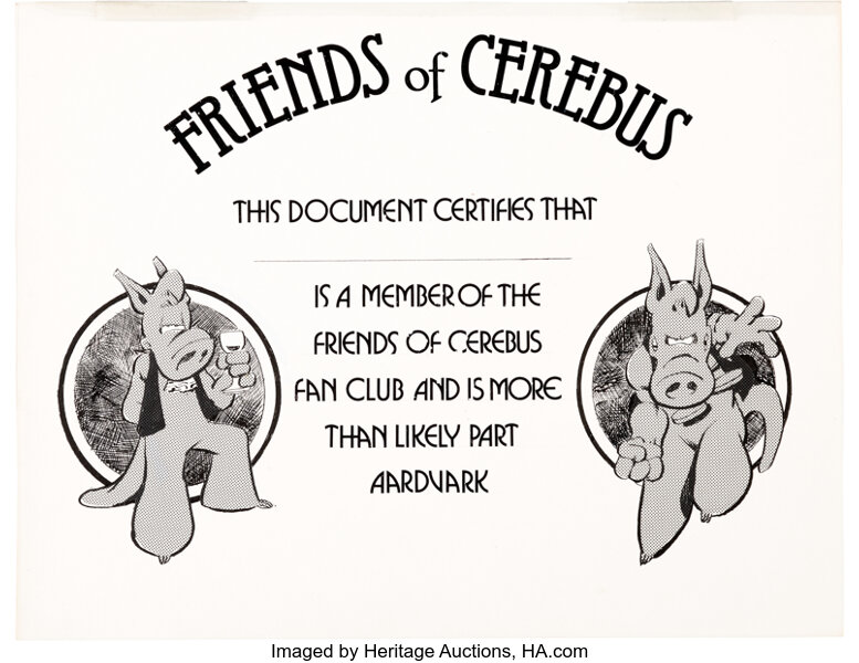 Original Comic Art:Illustrations, Dave Sim Friends of Cerebus Fan Club CertificateIllustration Original Art (Aardvark-Vanahei...