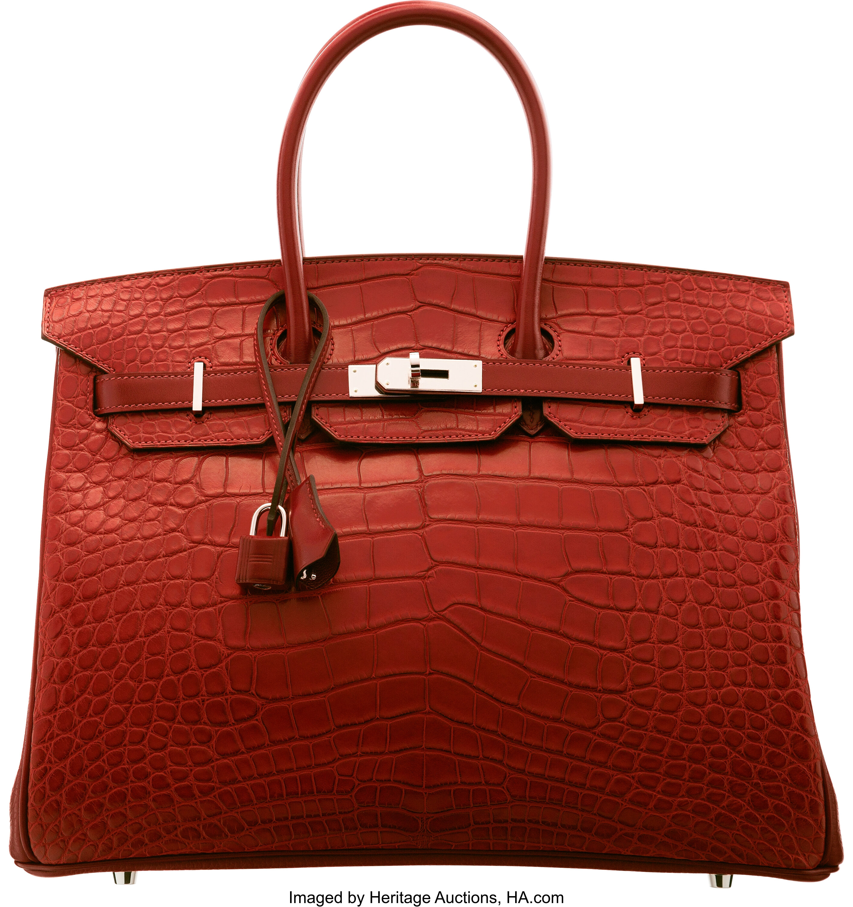 Hermès 35cm Matte Rouge Grenat Alligator & Clemence Leather Birkin