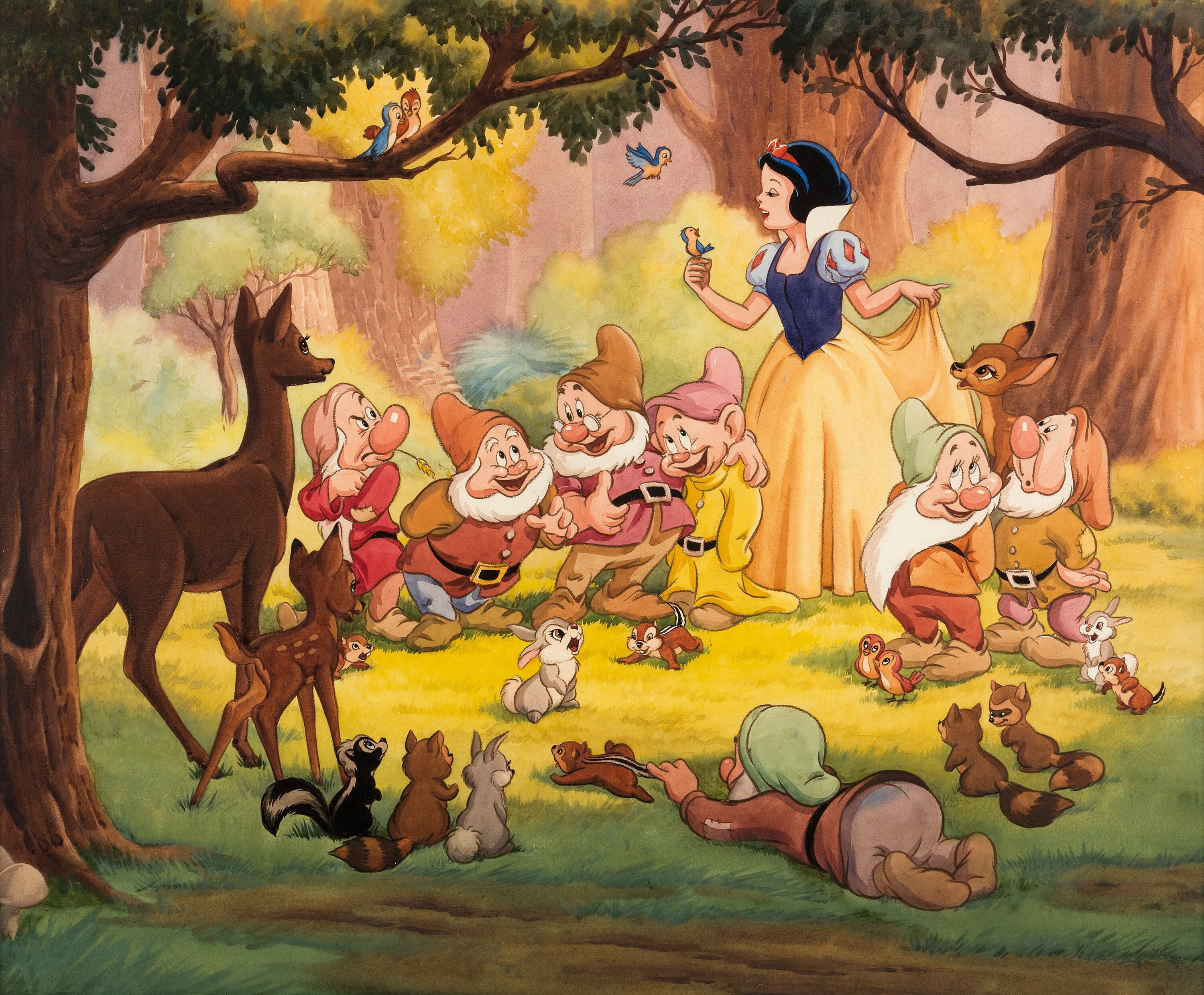 Snow White and the Seven Dwarfs "Good Friends All!" Painting  Lot