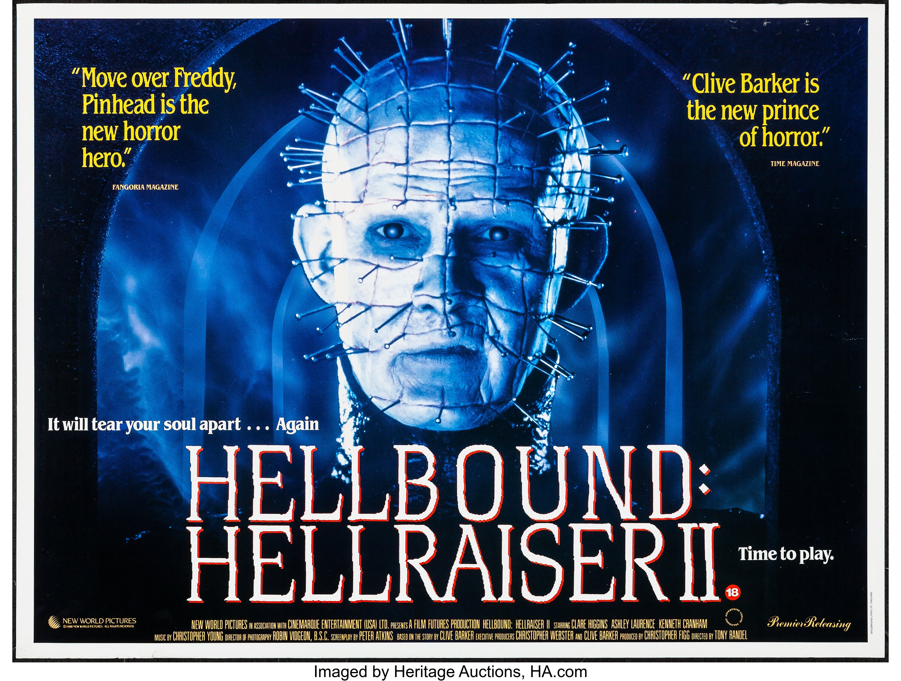 Hellraiser 2 Hellbound Horror: USA Movie Poster 1988 
