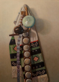 William Shepherd (American, b. 1943) Hanging Regalia Oil on panel 22 x 16 inches (55.9 x 40.6 cm) Initialed lower right:...