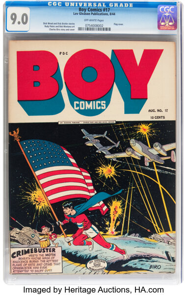 Golden Age (1938-1955):Superhero, Boy Comics #17 (Lev Gleason, 1944) CGC VF/NM 9.0 Off-whitepages....