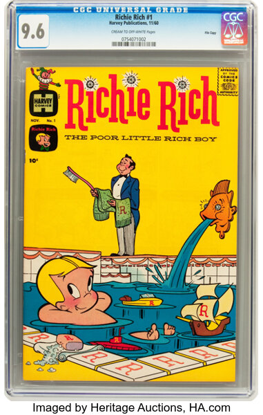 Silver Age (1956-1969):Humor, Richie Rich #1 File Copy (Harvey, 1960) CGC NM+ 9.6 Cream tooff-white pages....
