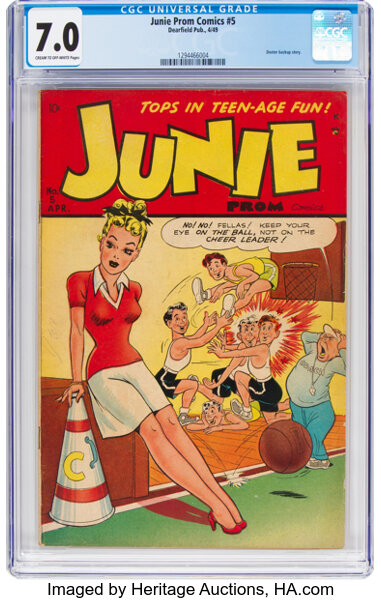 Golden Age (1938-1955):Humor, Junie Prom Comics #5 (Dearfield, 1949) CGC FN/VF 7.0 Cream tooff-white pages....