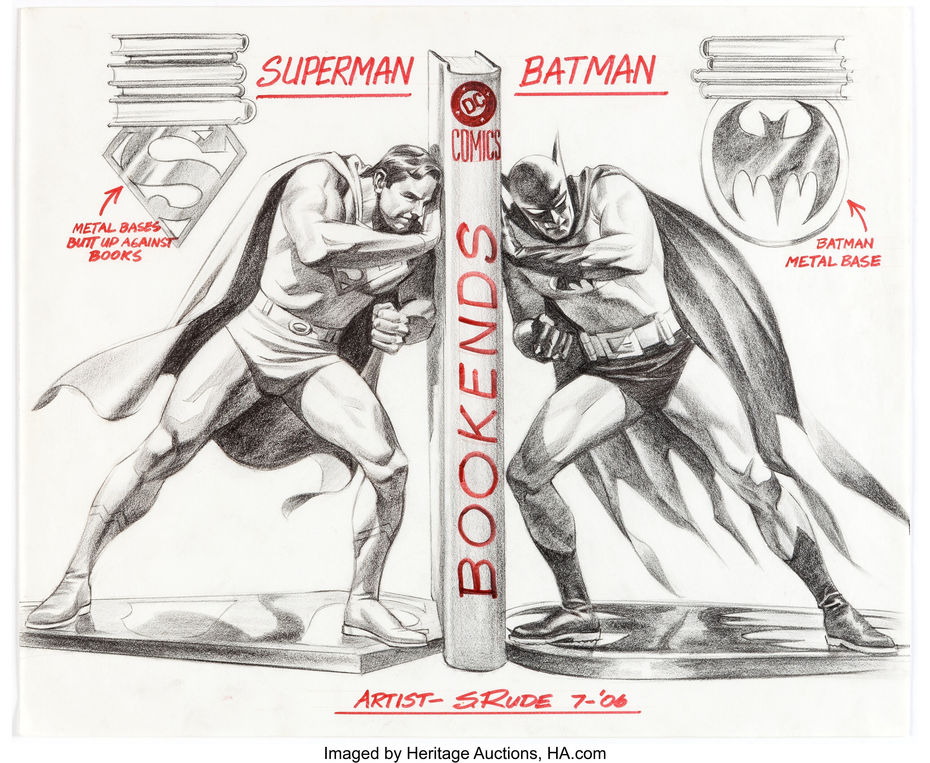 Steve Rude Superman / Batman : World's Finest Bookend Concept | Lot #15203  | Heritage Auctions