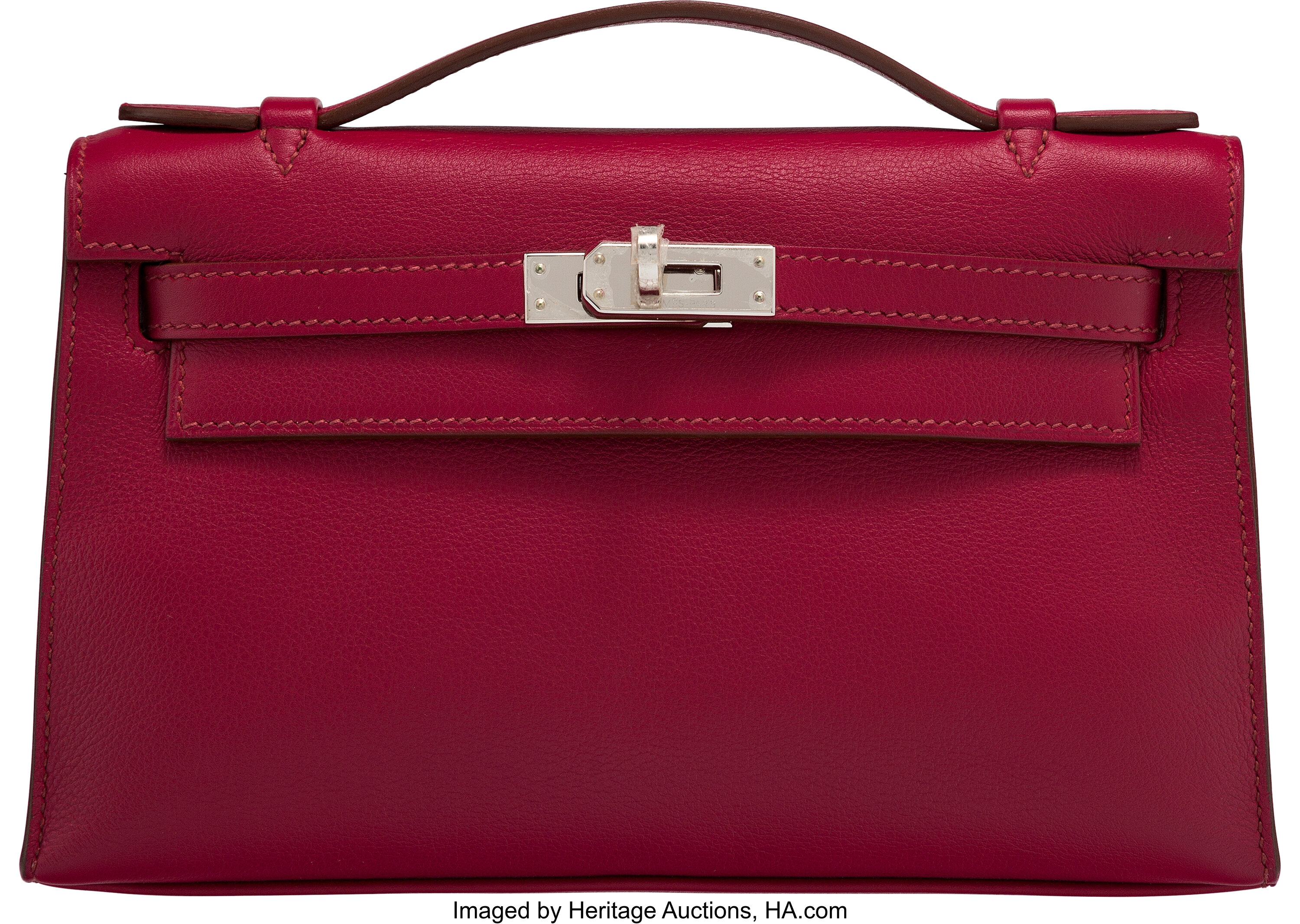 Hermès Rubis Swift Leather Kelly Pochette with Palladium Hardware., Lot  #58086