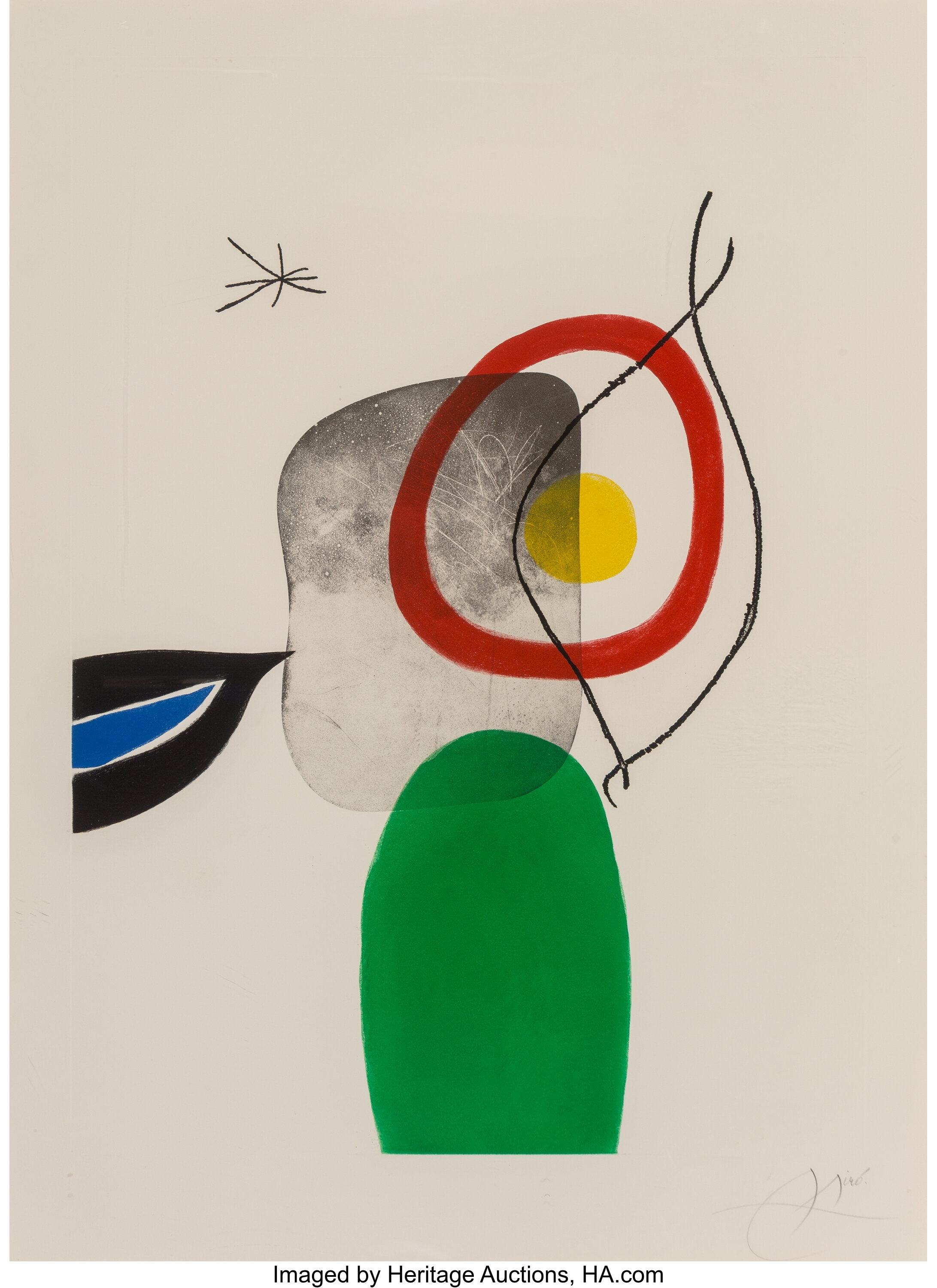 Joan Miró (1893-1983). Tir à l'arc, 1972. Etching and aquatint in ...
