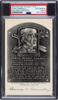 1953-5 Thomas Connolly Signed Artvue Hall of Fame Plaque Postcard, PSA/DNA Authentic