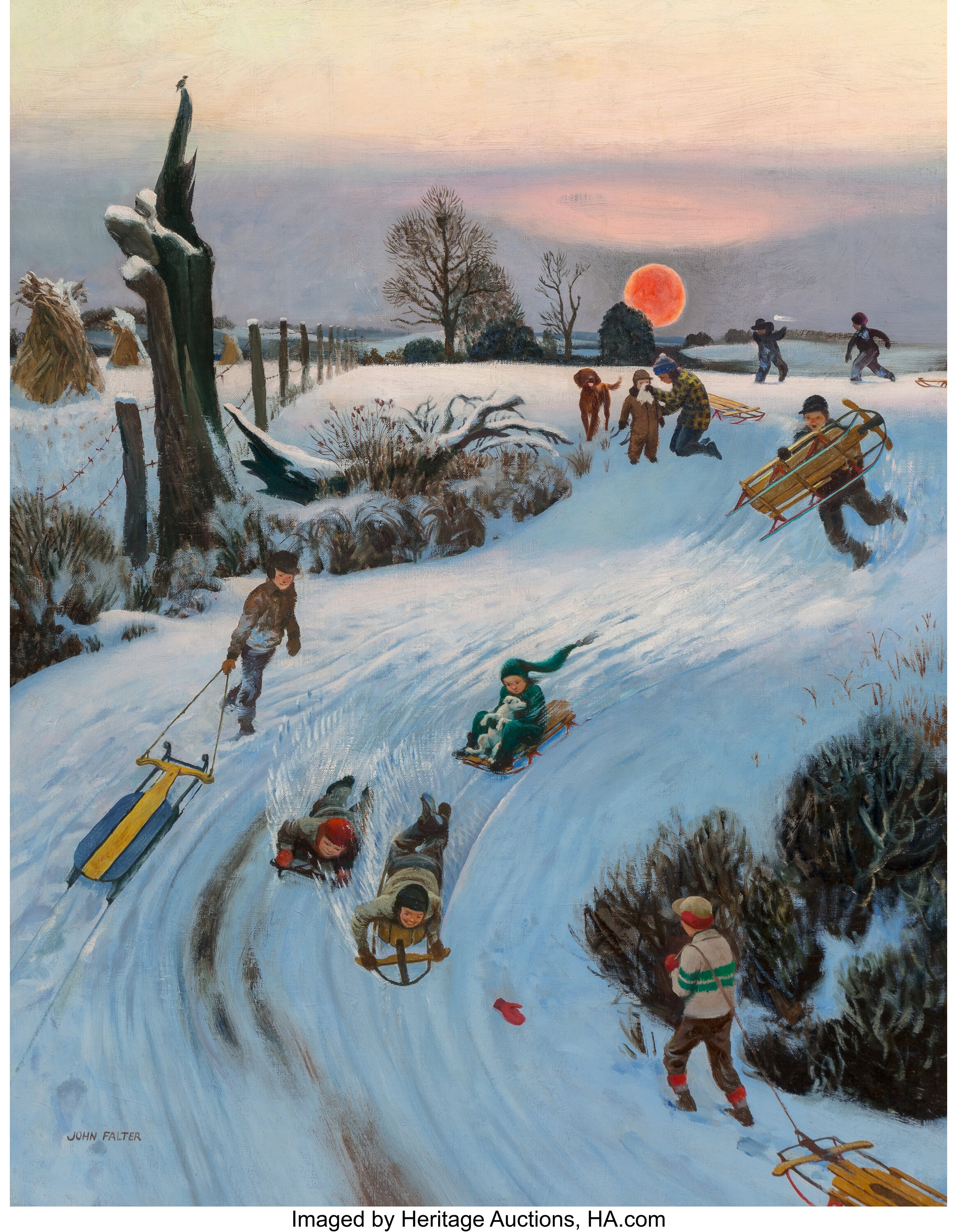 John Philip Falter American 1910 1982 Snow Day The Saturday Lot 68102 Heritage Auctions
