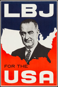 LBJ for the USA (Democratic National Committee, 1964) Folded, Very Fine+. Campaign Poster (24" X 28.5"). Misce...