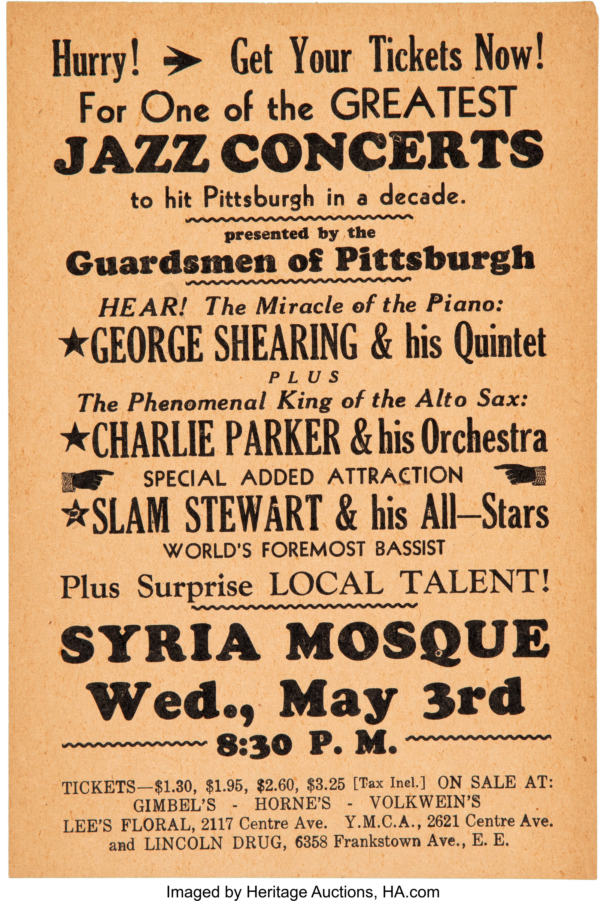 Charlie Parker at Birdland in New York City Concert Poster 1953 