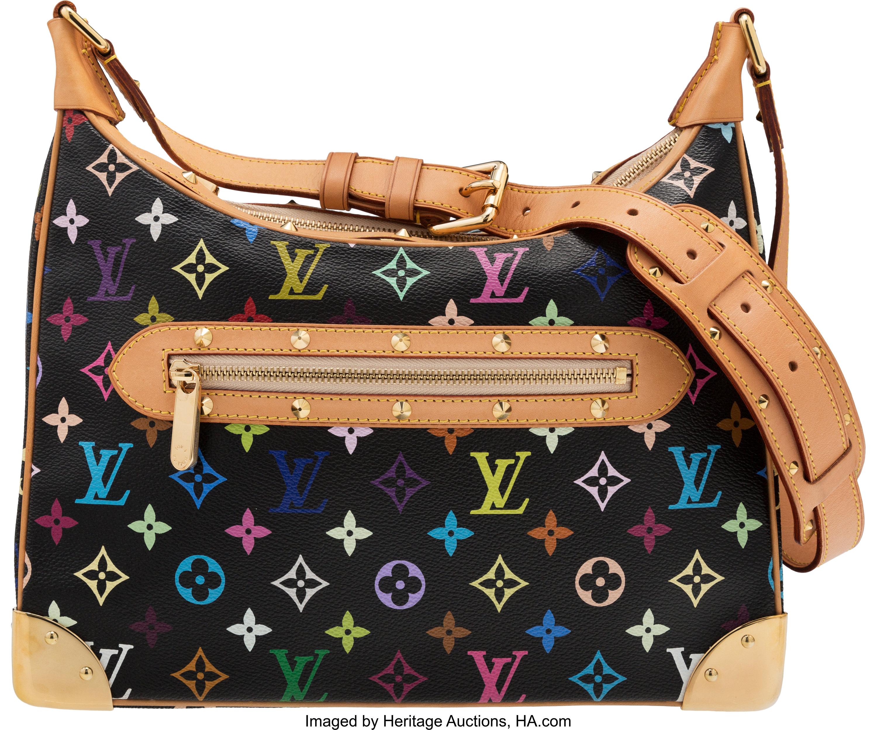 Louis Vuitton Black Monogram Multicolore Boulogne Bag. Condition