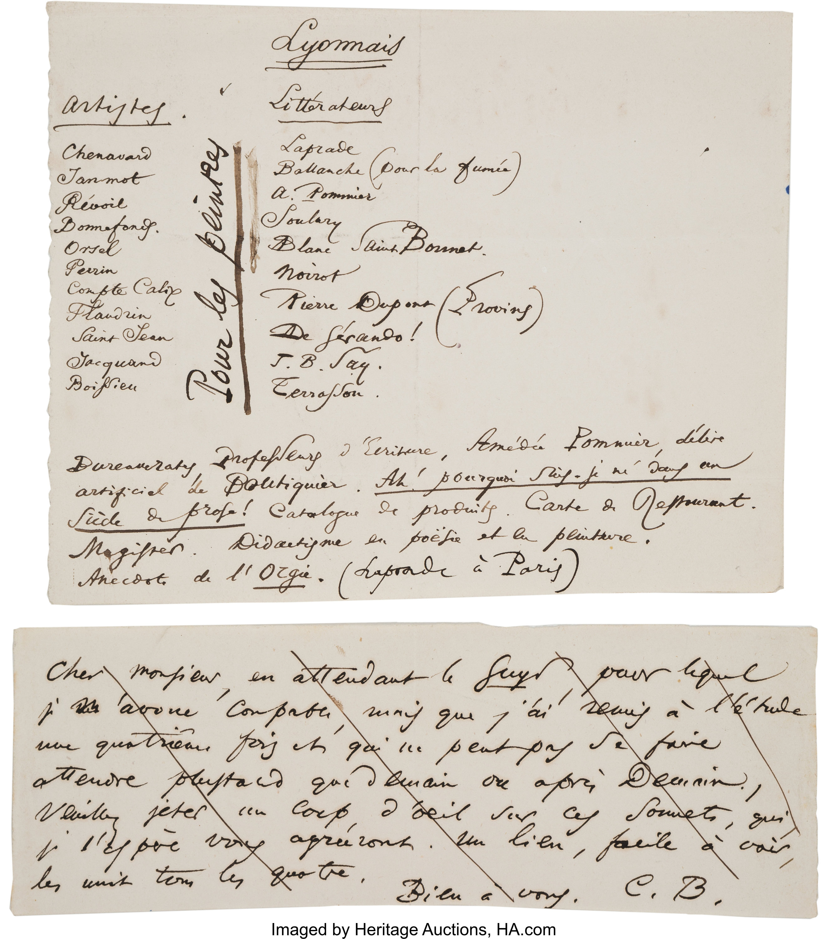 Charles Baudelaire Autograph Manuscript And Autograph Manuscript Lot 451 Heritage Auctions