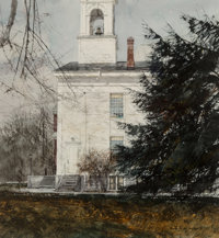 Thomas William Jones (American, b. 1942) Sunday's Bells, 1982 Watercolor on paper 19-3/4 x 18 inc