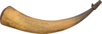 Remarkable Carved Powder Horn Accomplished by Union P.O.W. at Camp Ford in Tyler, Texas