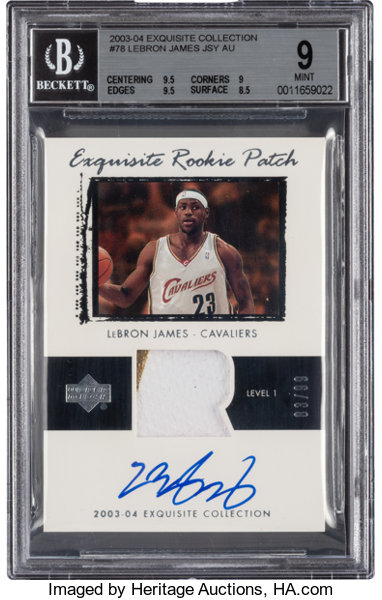 2003-04 Upper Deck Exquisite Collection LeBron James Rookie Patch Autograph 83/99 #78 BGS Mint 9 