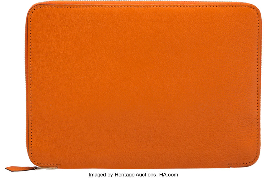 Hermes Orange Chevre Mysore Zip Agenda Cover