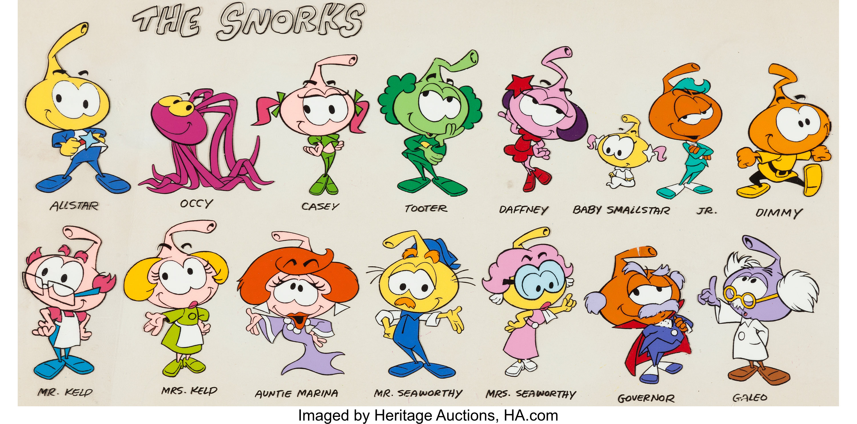 The Snorks 14 Character Master Color Model Size Comparison Cel Lot 63345 Heritage Auctions