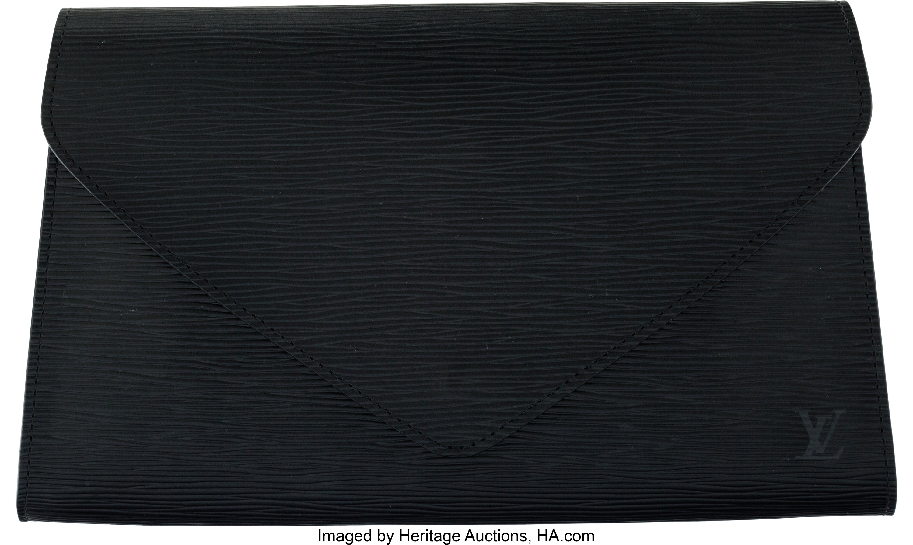 Louis Vuitton Black Epi Leather Art Deco Envelope Clutch.