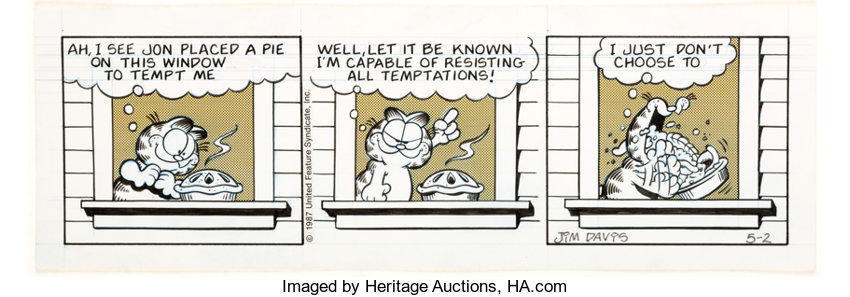 Jim Davis Garfield Daily Comic Strip Original Art dated 5-2-87 | Lot #13676  | Heritage Auctions