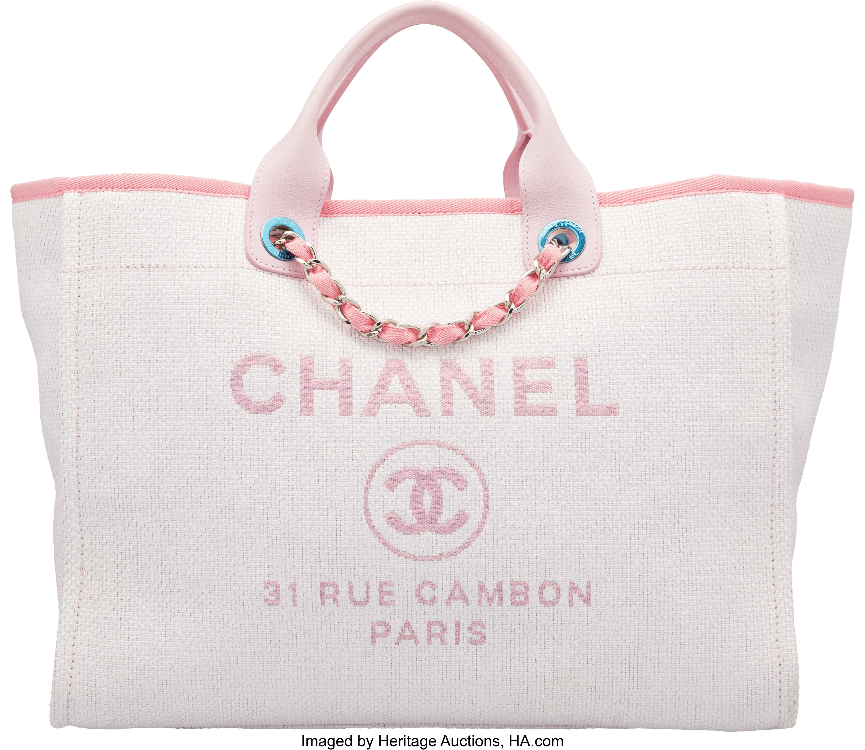 pink chanel beach bag tote