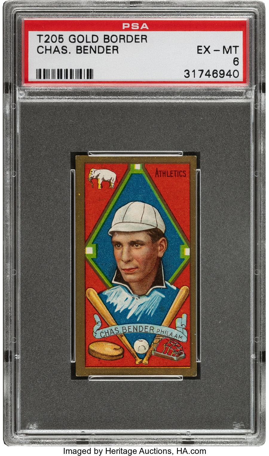 1911 T205 Piedmont Chief Bender PSA EX-MT 6