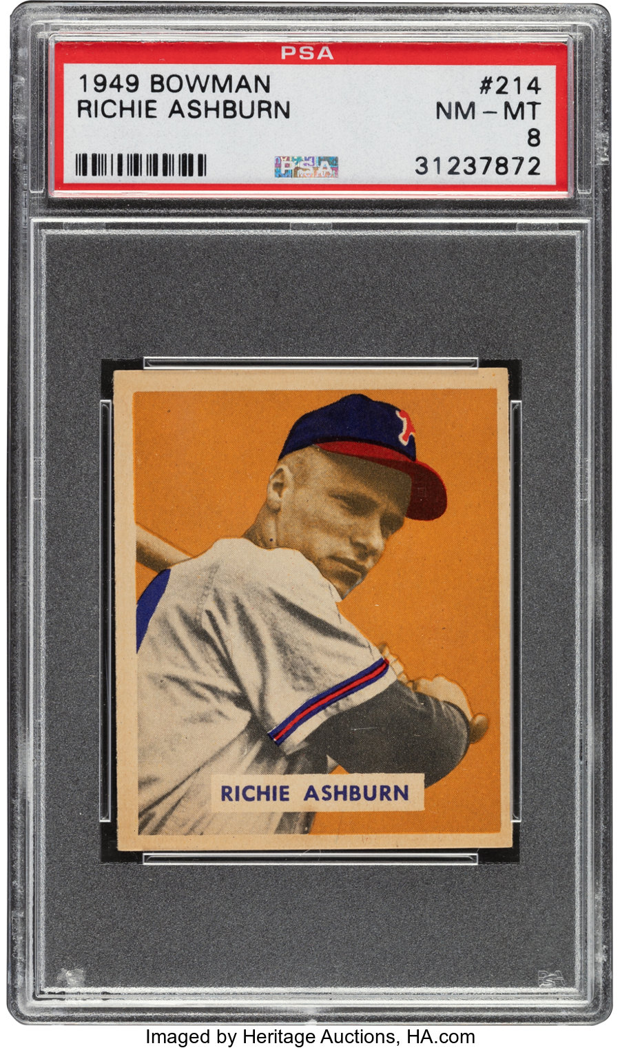 1949 Bowman Richie Ashburn #214 PSA NM-MT 8 - Only Three Higher!