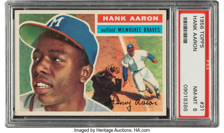1956 Topps Hank Aaron (Gray Back) #31 PSA NM-MT 8