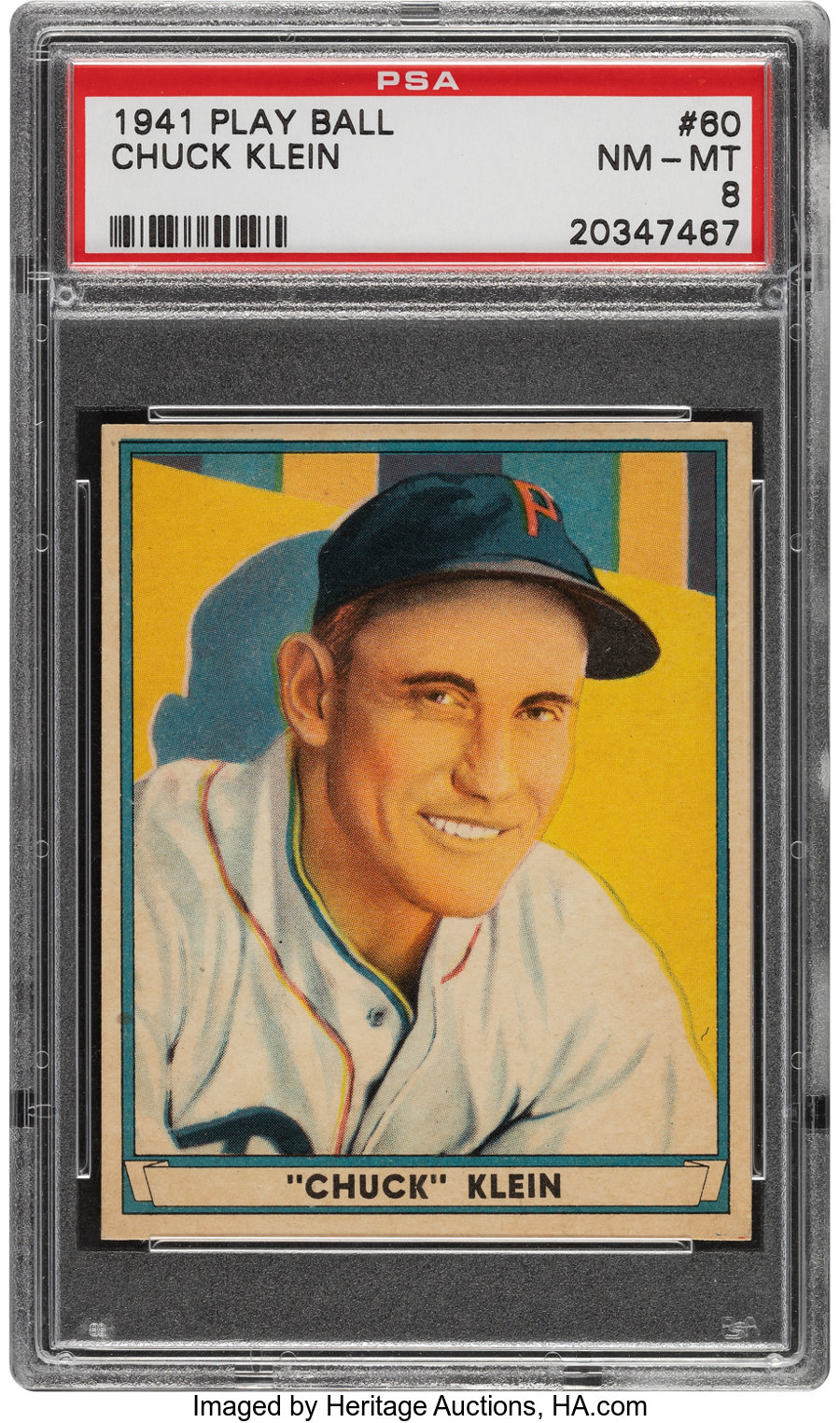 1941 Play Ball Chuck Klein #60 PSA NM-MT 8 - Only Two Higher!