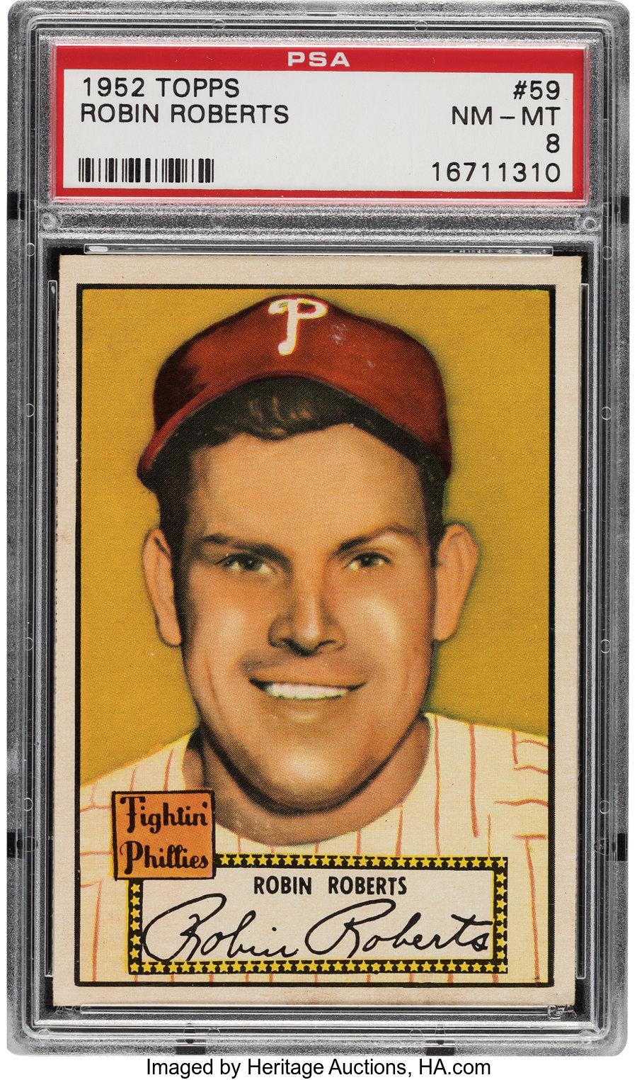 1952 Topps Robin Roberts (Red Back) #59 PSA NM-MT 8 - Only One Higher
