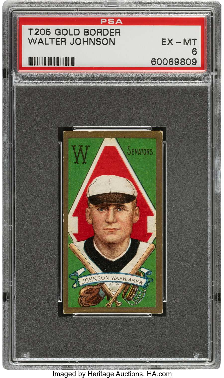 1911 T205 Sweet Caporal Walter Johnson PSA EX-MT 6