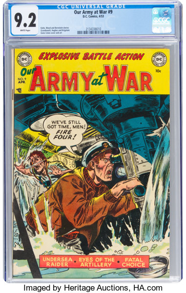 Golden Age (1938-1955):War, Our Army at War #9 (DC, 1953) CGC NM- 9.2 White pages....
