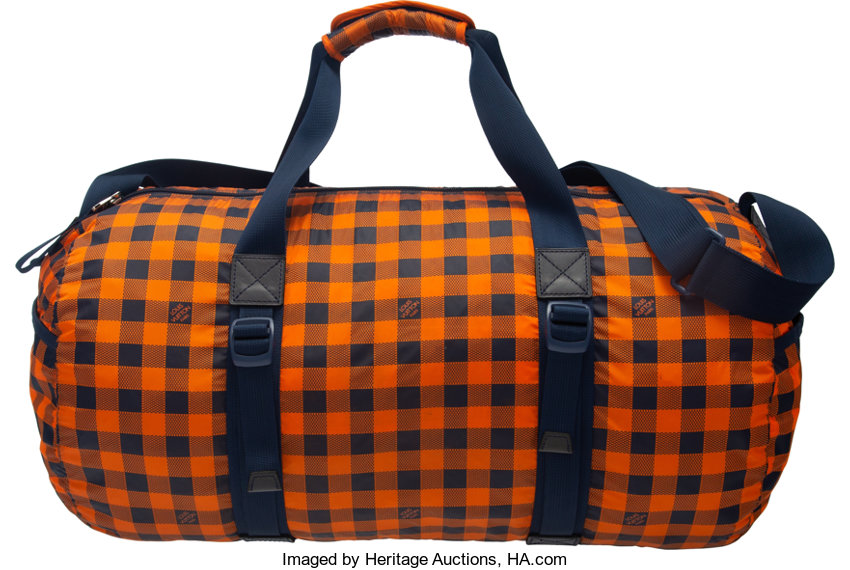 Louis Vuitton Orange Damier Nylon Masai Adventure Duffle Bag., Lot #58239