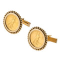 Estate Jewelry:Cufflinks, Gold Coin, Gold Cuff Links. ...