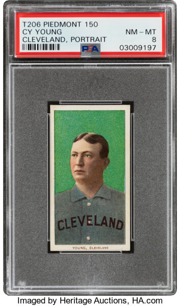 Baseball Cards:Singles (Pre-1930), 1909-11 T206 Piedmont 150 Cy Young (Portrait) PSA NM-MT 8....