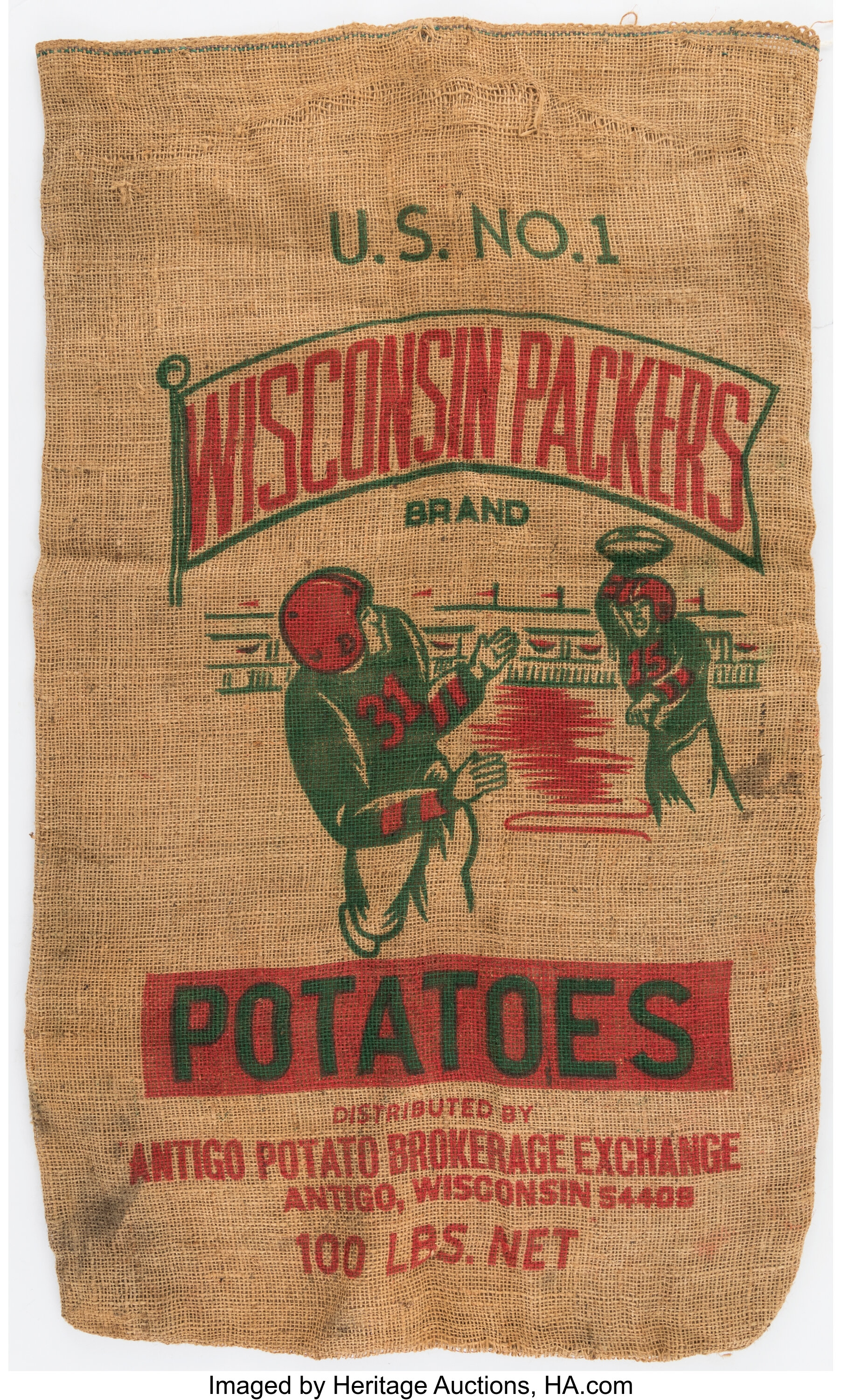 Vintage 'Wisconsin Packers' Potato Sack. Miscellaneous, Lot #44196