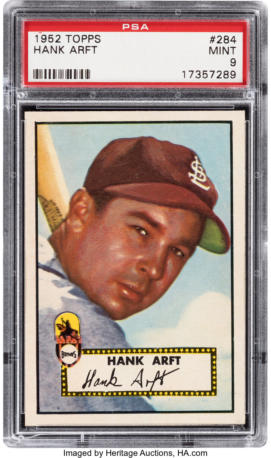 1952 Topps Hank Arft #284 PSA Mint 9 - None Higher!
