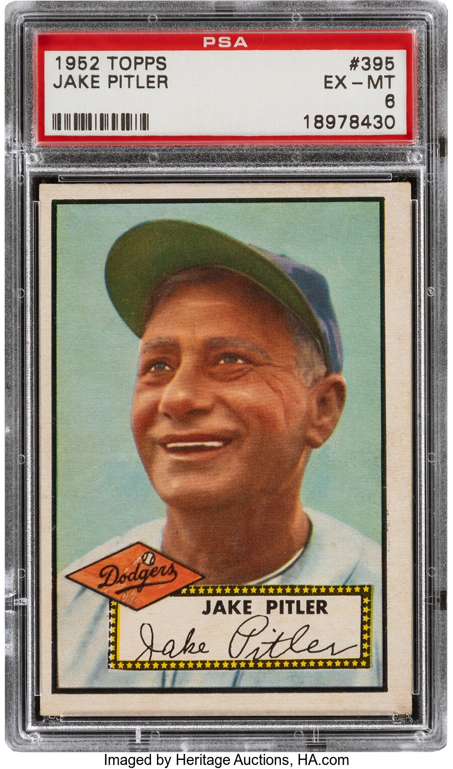 1952 Topps Jake Pitler #395 PSA EX-MT 6