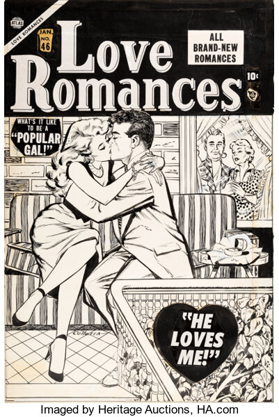 Original Comic Art:Covers, Vince Colletta Love Romances #46 Cover Original Art (Marvel/Atlas, 1955)....