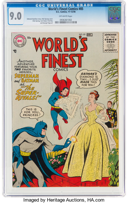 World's Finest Comics #85 (DC, 1956) CGC VF/NM 9.0 Off-white pages....