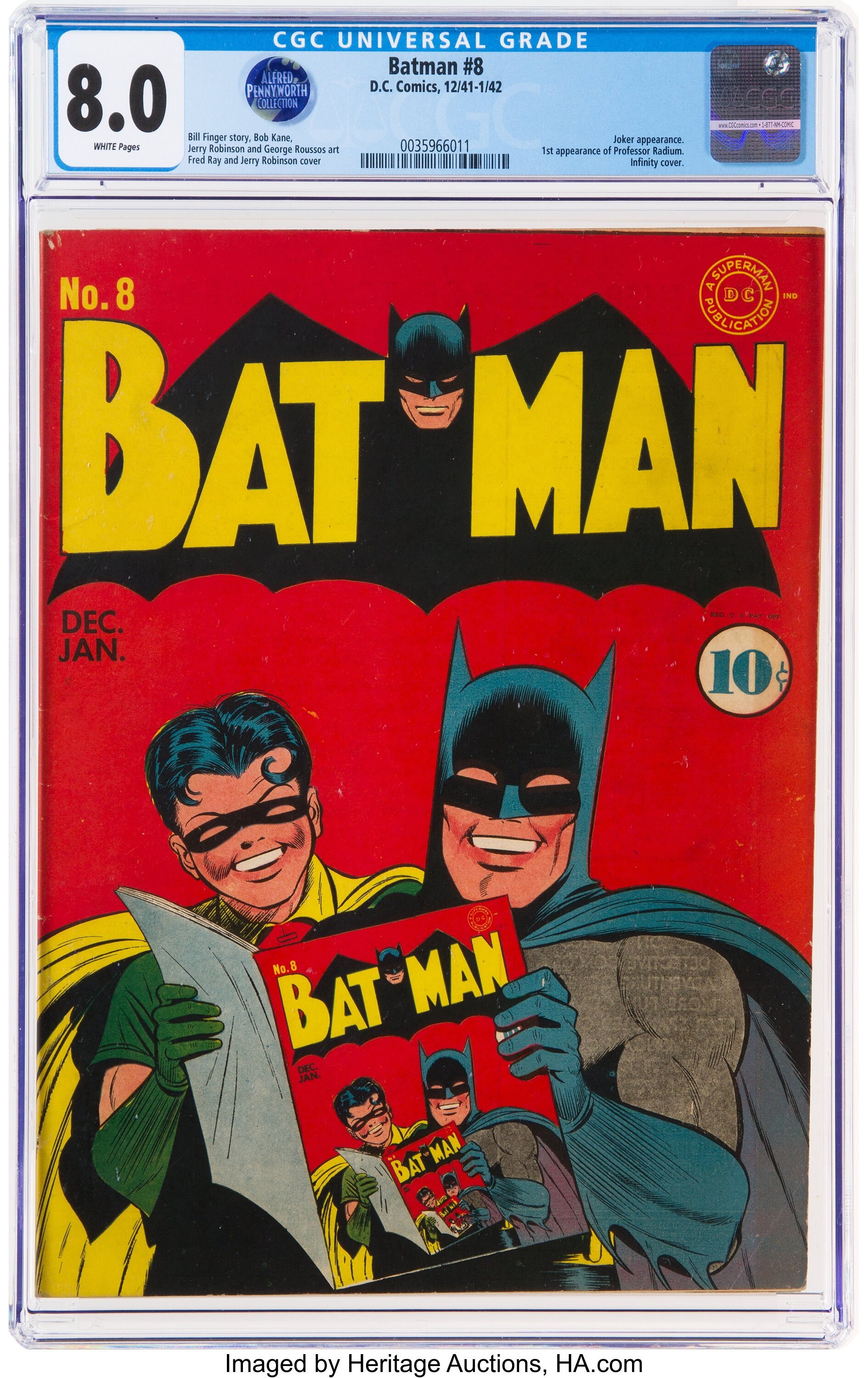 Batman #8 (DC, 1942) CGC VF  White pages.... Golden Age | Lot #92004 |  Heritage Auctions