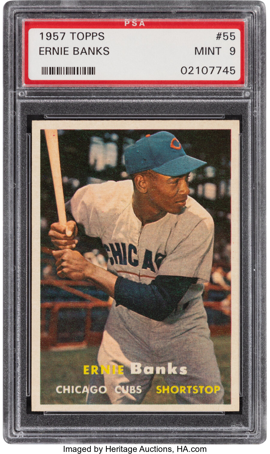 1957 Topps Ernie Banks #55 PSA Mint 9 - Only One Higher