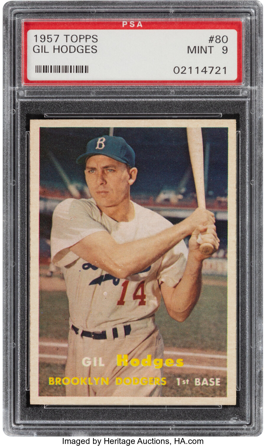 1957 Topps Gil Hodges #80 PSA Mint 9 - Only One Higher