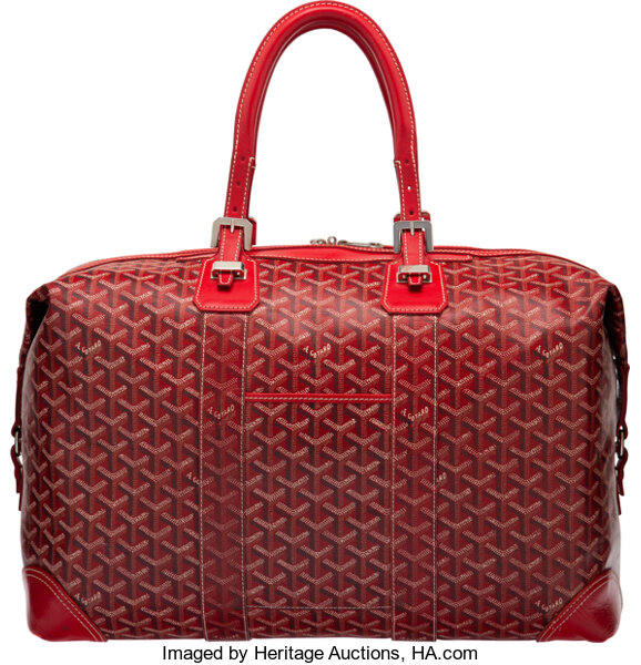 Goyard Red Goyardine Coated Canvas Boeing 45 Duffle Bag. Condition:, Lot  #58165