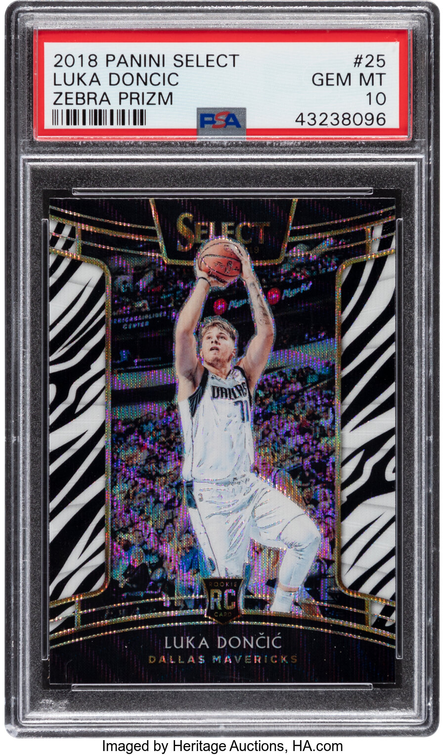 2018 Panini Select Luka Doncic (Zebra Prizm) #25 PSA Gem Mint 10